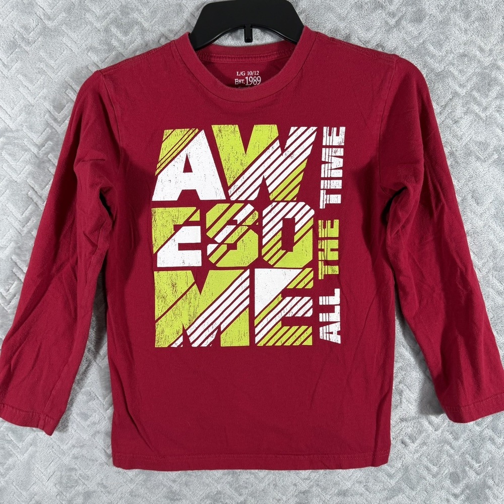 Children's Place Boys Long Sleeve Shirt 10/12 Graphic Awesome All the Time Sport